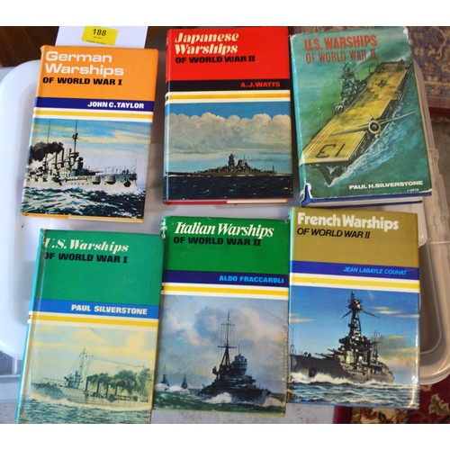 188 - Six Ian Allan abc Naval Books: Germany & US Warships of WWI and US, Italian, French and Japanese War... 