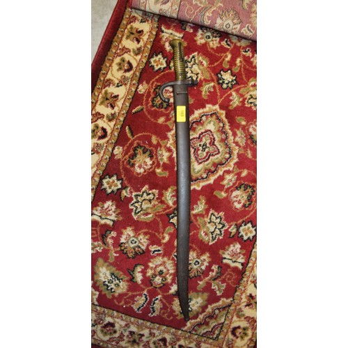 169 - A !9th Century French Chassport Bayonet with Brass Handle., Steel Blade and Scabbard