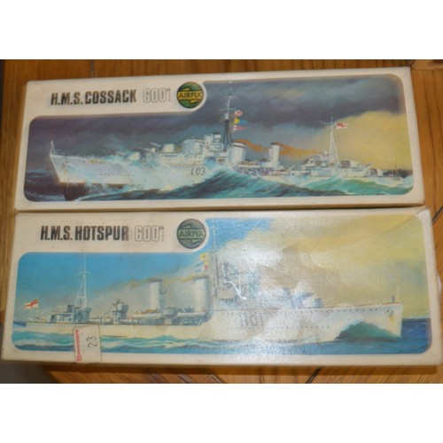 179 - Two Boxed (and Unmade) Airfix 1/600 Model Kits: HMS Cossack Reference 01202-7 Cat 2FS and  and HMS H... 