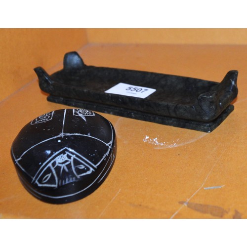 147 - A Stone Scarab Paperweight and a 