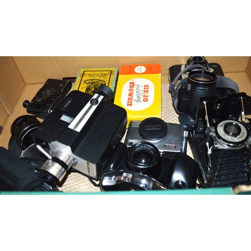 214 - Box of Mixed Cameras and Lenses