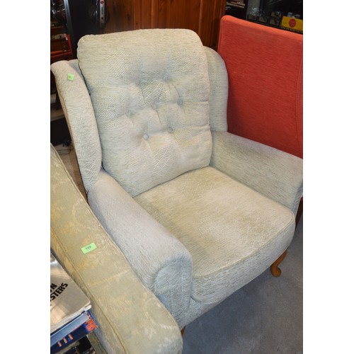 243 - Wing-Back Fabric Upholstered Lounge Chair in Mint green