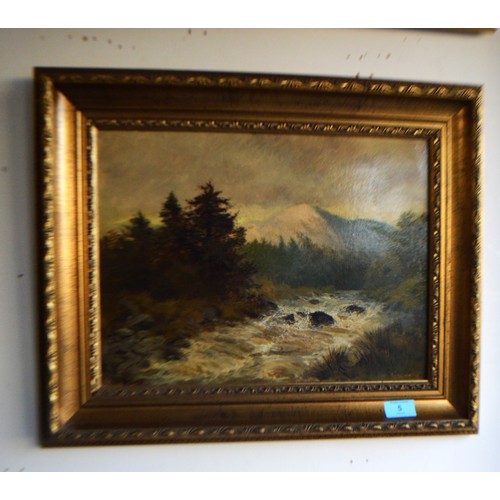 5 - Ornately Framed Oil Painting Signed by J Sinclair - of a River Scene