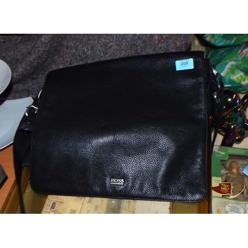 209 - Hugo Boss Leather Portfolio/Satchel Bag