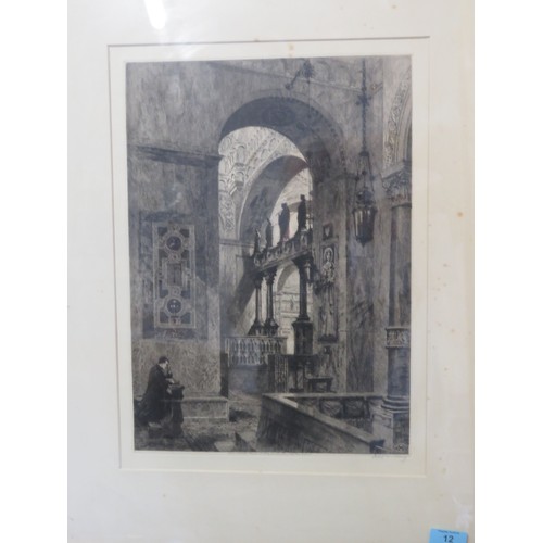 12 - Large Framed, Mounted, and Glazed Original Etching (First) Signed by A. H. Haig - St Marks, Venice