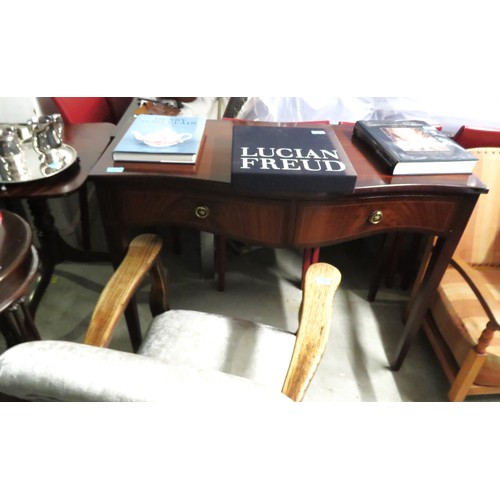 113 - Serpentine Fronted Hall Table on Tapered Legs with Two Drawers