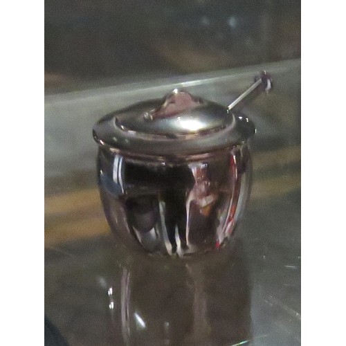 294 - Silver Mustard Pot, Plus a Silver Spoon