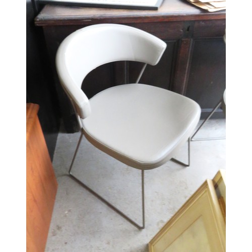 45 - Pair of Grey Leather Dining Chairs