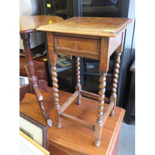 39 - Oak Spiral Legged Occasional Table