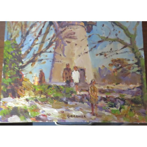 198 - Unframed Oil Painting by Keith Gardner RCA Bidston Windmill