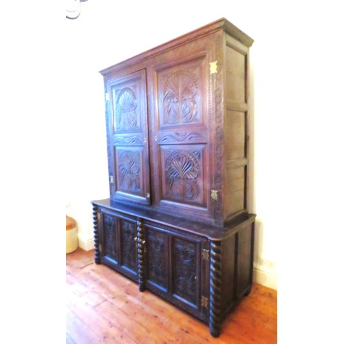 294 - Antique Dark Oak Hall Livery Cupboard