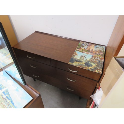 74 - Two Mid Century Stag Items of Bedroom Furniture: Dresser with a Stainless Steel Trimmed Rectangular ... 