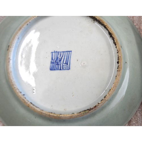 20 - Chinese Celadon Famille Rose Plate approx. 7.5£ Diameter