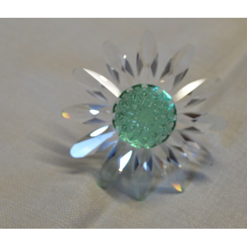 10 - Boxed Swarovski Crystal Green Marguerite Daisy