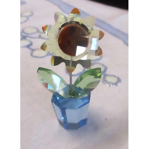 60 - Swarovski Yellow Sunflower Pot Boxed (VGC)