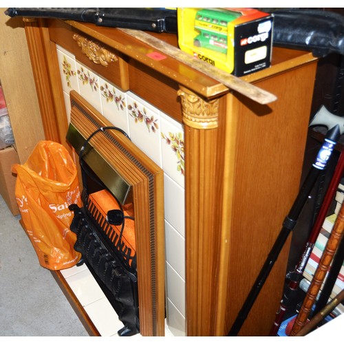 286 - Tiled Surround Fitted Electric Fire having a  Corinthian Columns flanking each side and Acanthus Lea... 