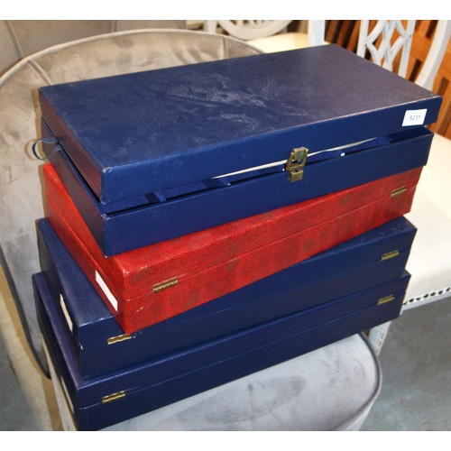 81 - Four Faux Leather Compartmental Cases for Stem Glasses