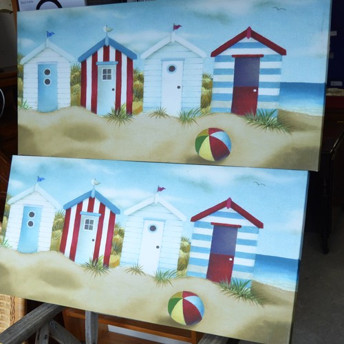 87 - Pair of Stretched Beach-side Canvases