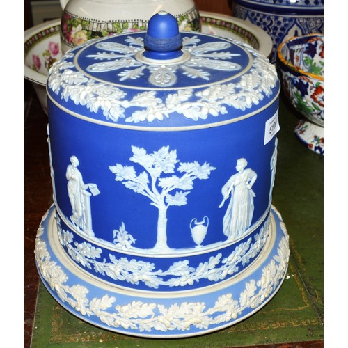 107 - Wedgwood Blue Jasperware Cheese Bowl (This is a Marriage of Slightly differing colour Base and Dome)