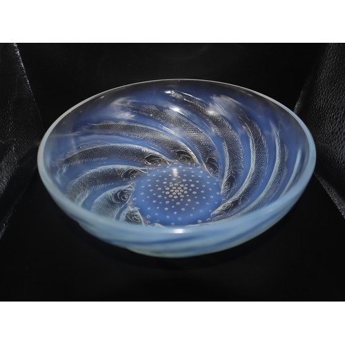 69 - Rene Lalique Poissons bowl, (fish bowl) inside centre is moulded R Lalique. Poissons design with swi... 