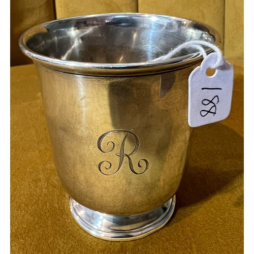 188 - Solid Sterling Silver cup with letter R engraved