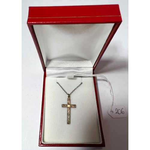 206 - Silver Cross on necklace/chain