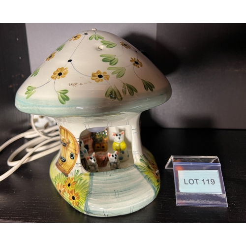 119 - England made handpainted and ceramic nightlight “Derek fowler studio limited” in working order