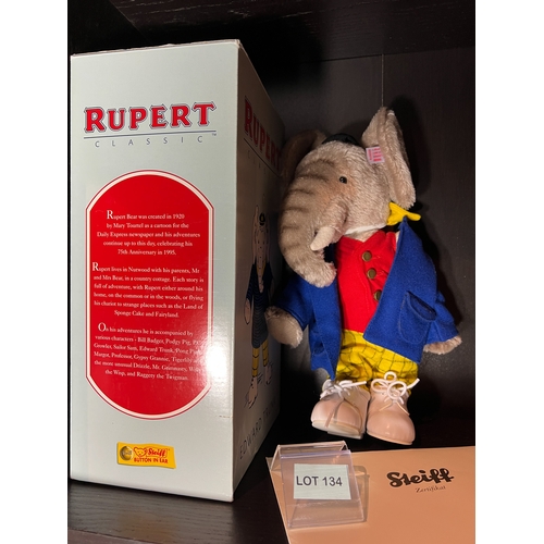 134 - Steiff Rupert teddy with box and  paperwork in excellent condition, complete with button in ear “Edw... 