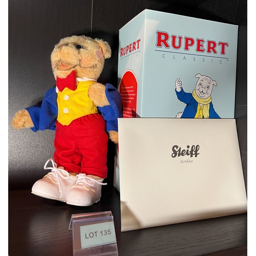 135 - Steiff Rupert teddy with box and  paperwork in excellent condition, complete with button in ear “Alg... 