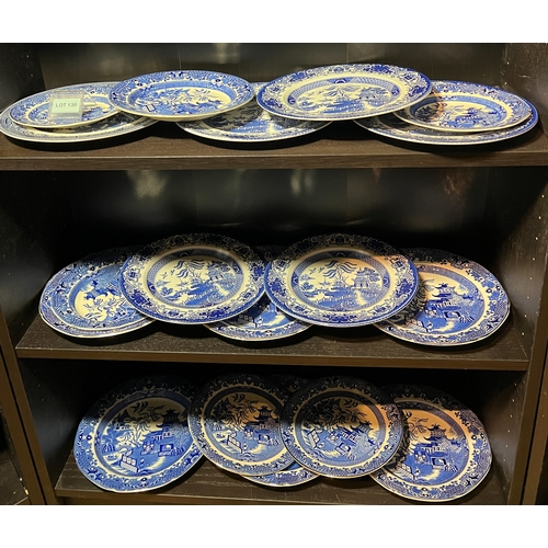 138 - 18 different sized blue and white plates