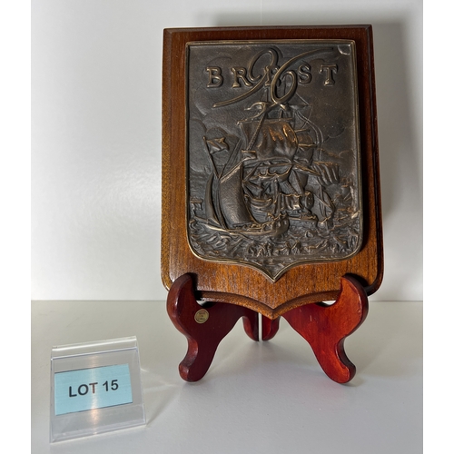 15 - Limited edition French Bronzze plaque, depicting the quantriennial celebration of boats and sailors,... 