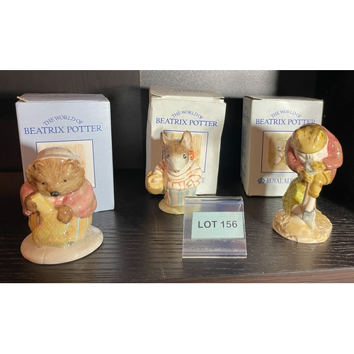 156 - Three boxed  Beatrix Potter figures by John Beswick