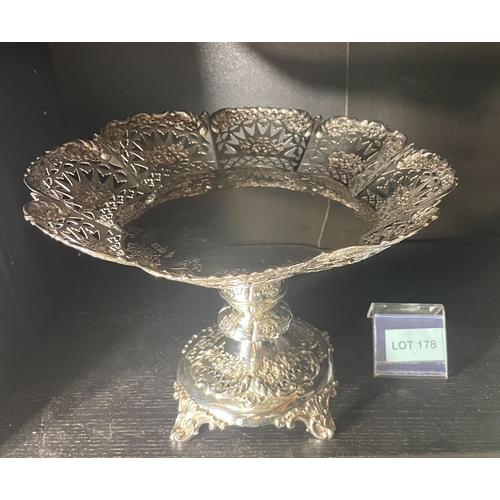 178 - Solid silver Sheffield made pedestal stand with filigree decoration total weight 596g