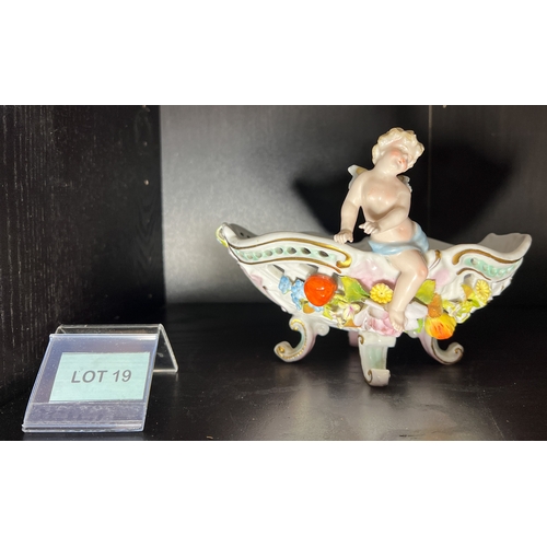 19 - Continental porcelain cherub bowl