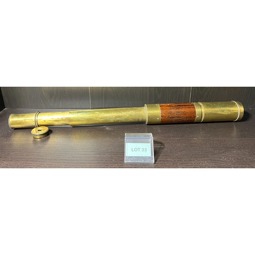 33 - Early brass and wood telescope