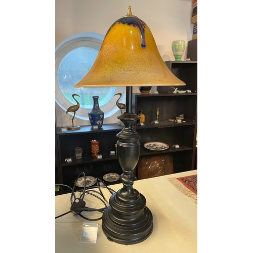 384 - Unique lamp with handblown shade by artist John Ditchfield “the unique collection”