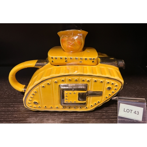 43 - Rare Saddler Churchill Tank teapot AF