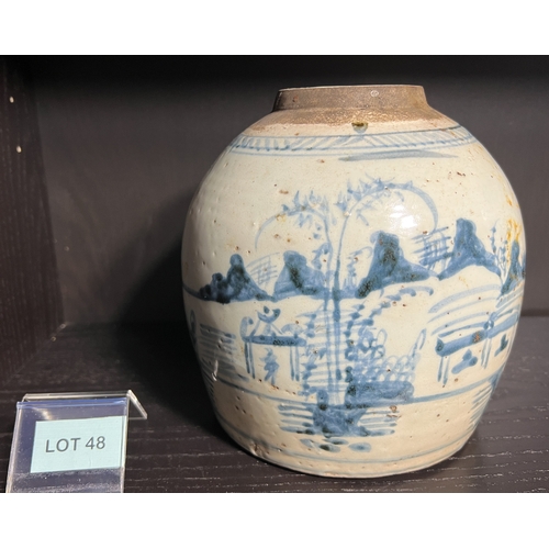 48 - 18th century Chinese blue and white porcelain ginger jar