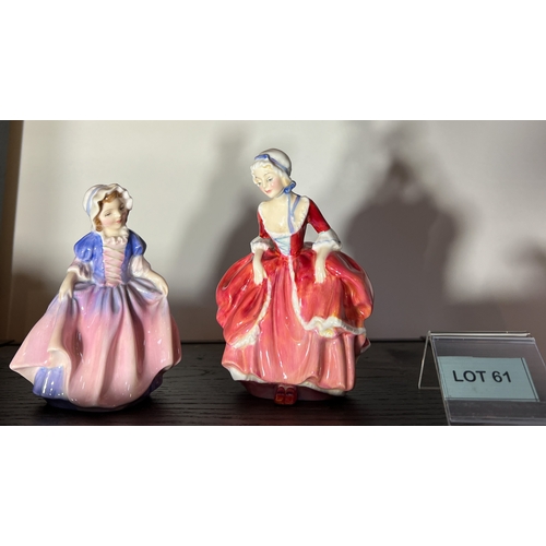 61 - Two Doulton figures. Goody two shoes and dinky do.