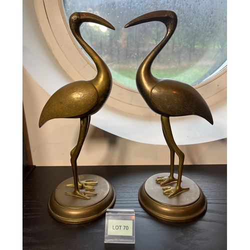 70 - pair of antique oriental bronze Storks c1860s - approx height 37cm