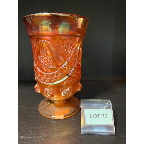 73 - a good quality Fenton orange moulded glass footed vase c1900