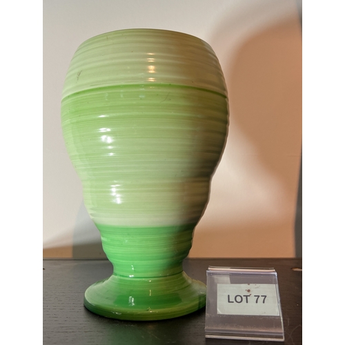 77 - Large green ribbed art deco Shelly vase c1930s