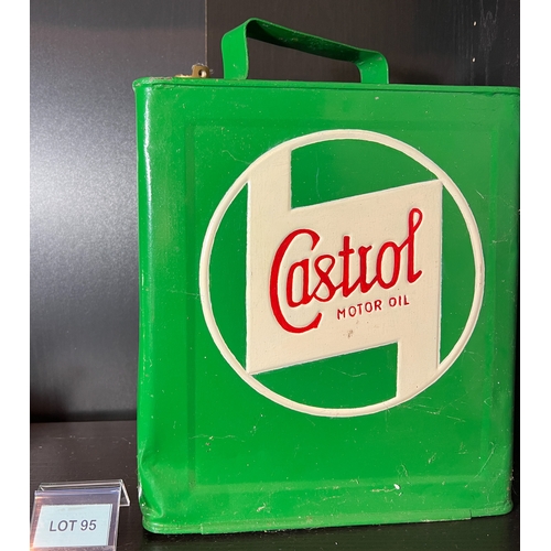 95 - Painted Castrol motor oil Tin with brass stopper/cap