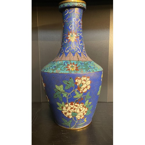 71 - 18th century Chinese enamel vase of fine quality decorated to the body with four seasonal flowers. b... 