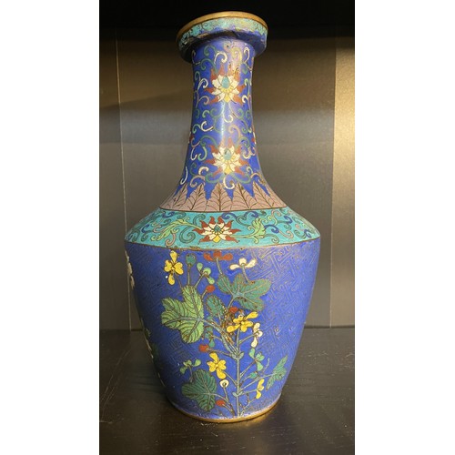 71 - 18th century Chinese enamel vase of fine quality decorated to the body with four seasonal flowers. b... 