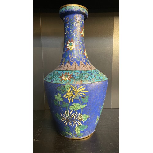 71 - 18th century Chinese enamel vase of fine quality decorated to the body with four seasonal flowers. b... 