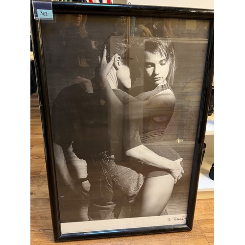 302 - A large erotic German photographic print in modernistic black frame approx 58 cm X 85 cm