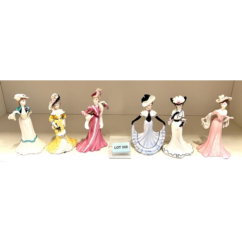 308 - Six Coalport bone China lady figurines