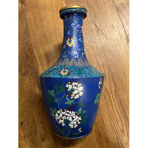 366 - 18th century Chinese enamel vase of fine quality decorated to the body with four seasonal flowers br... 