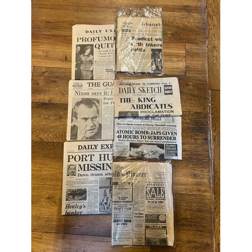 341 - Selection of Newspapers to major life events, include Lord Lucan, Abdication of King Edward, Nixon r... 